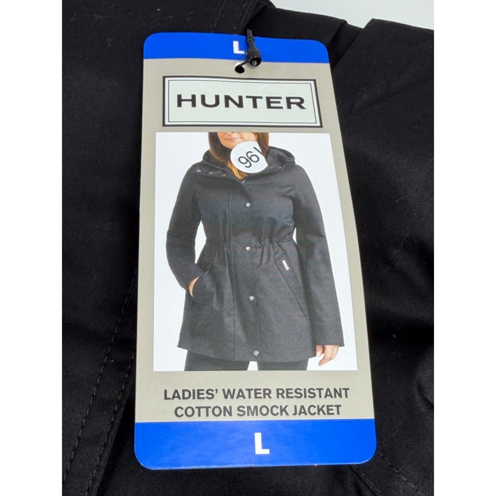 Hunter Ladies' Water Resistant Cotton Smock Rain Jacket - Black, size L